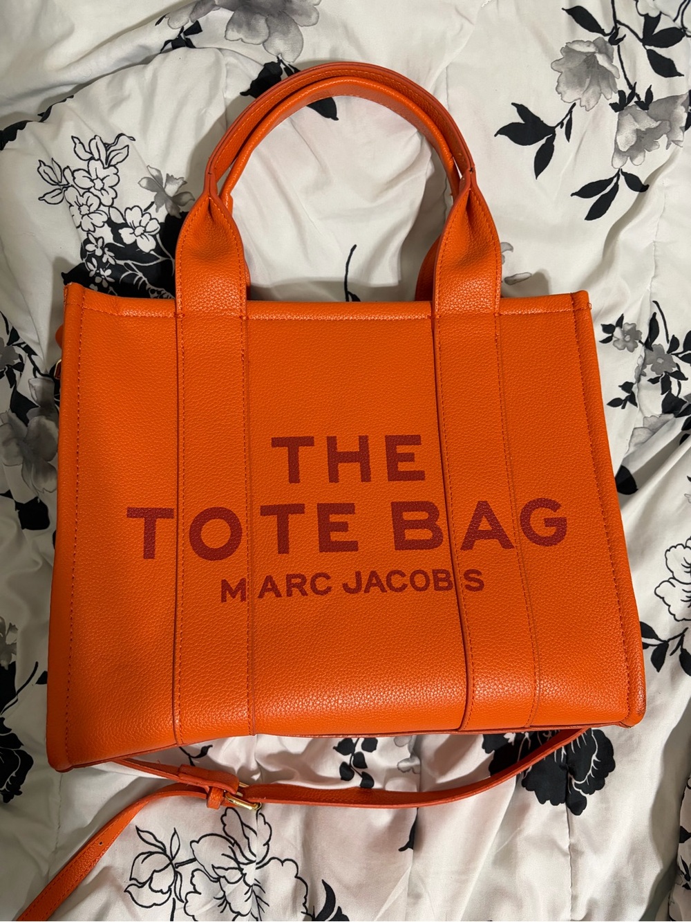 Orange Structured Leather Tote